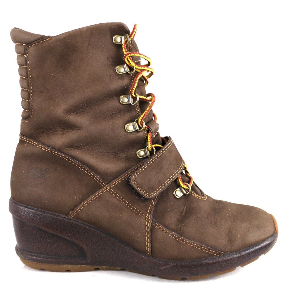 TIMBERLAND Nubuck Leather Wedge Lace Up Boots